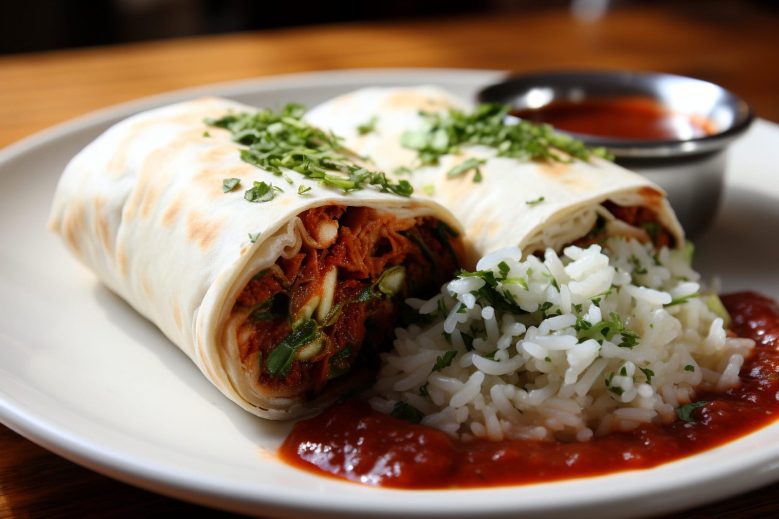 Home burrito con salsa de tomate picante(1)