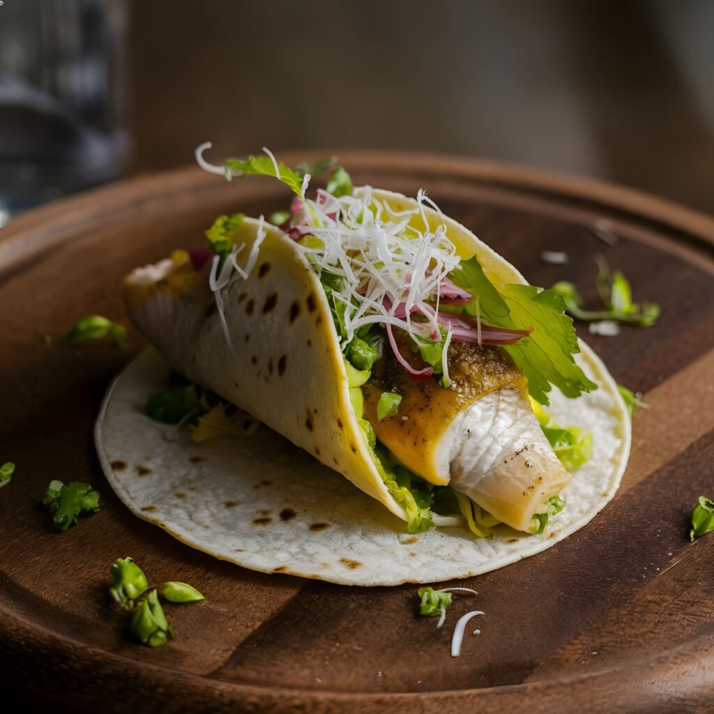 Home delicioso taco en la mesa (1)